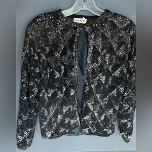 vintage max mara black sequin short evening jacket size 36